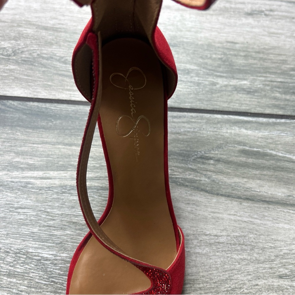 Jessica Simpson Vibrant Red Heels With Sparkling … - image 8